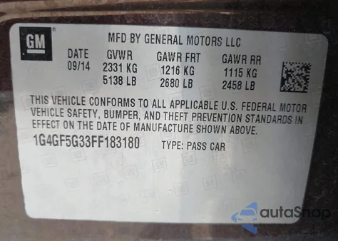 2015 Buick Lacrosse Premium Ii from USA, damaged, VIN 1G4GF5G33FF183180